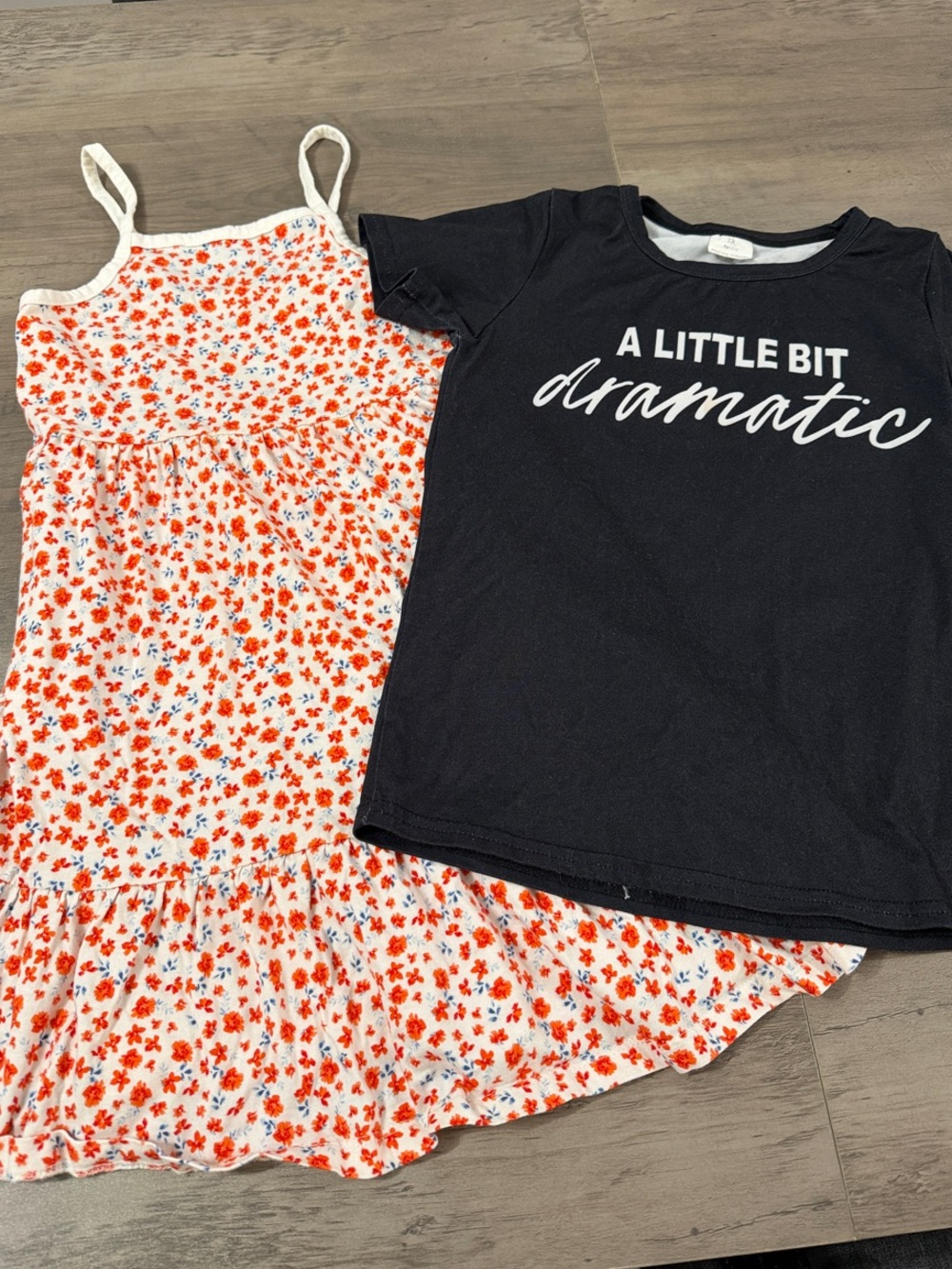 Girls 6/7 Floral Sundress & 'A Little Bit Dramatic' Tee Lot, 2pcs